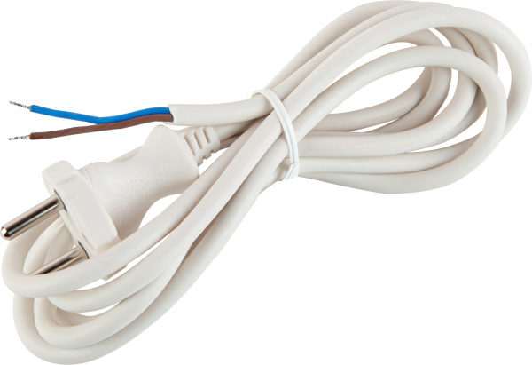ЭРА Шнур для бра UX-ШВВП-2x0,75-3m-W с вилкой без заземления ШВВП 2x0,75 3м белый