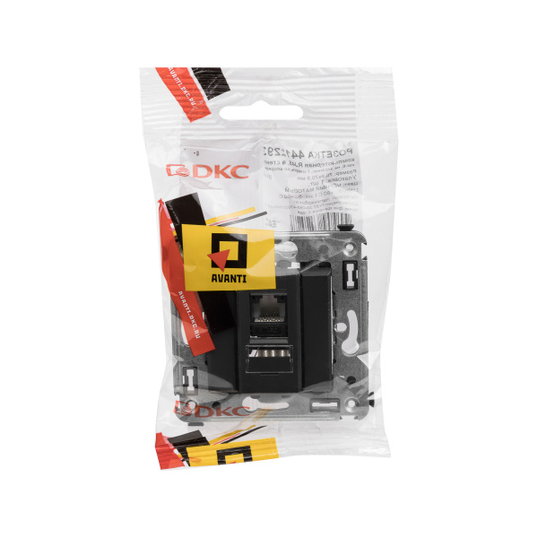 Купить DKC Компьютерная розетка RJ-45 в стену, кат.6 одинарная,"Avanti", "Черныйматовый"