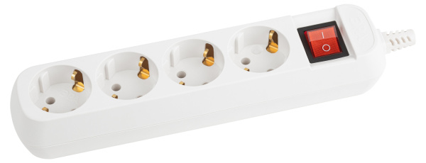 ЭРА KX-4es Колодка 4гн, с зазeмлением, с выключателем