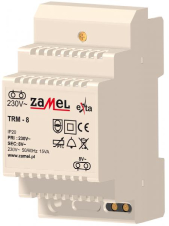 Zamel Трансформатор напряжения 230V AC / 8V AC 15VA, IP20 TRM-8