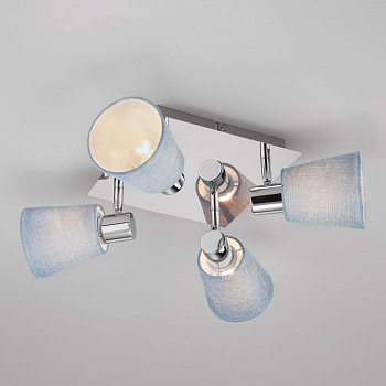 Eurosvet Потолочный светильник с поворотными абажурами 20080/4 хром/голубой 00000086007