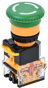 IEK Кнопка D8-11ZS "Грибок" d=22мм 1з+1р поворотная сфиксацией зеленая