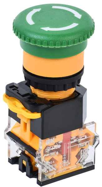 IEK Кнопка D8-11ZS "Грибок" d=22мм 1з+1р поворотная сфиксацией зеленая