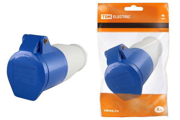TDM Розетка 223 переносная 2Р+РЕ 32А 220В IP44 SQ0603-0015