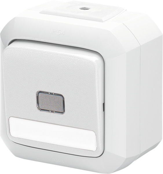 ABB Variant+ Белый Выключатель кнопочный одноклавишный с прозрачной линзой и полем для надписи, IP54 2CHN589153C4500