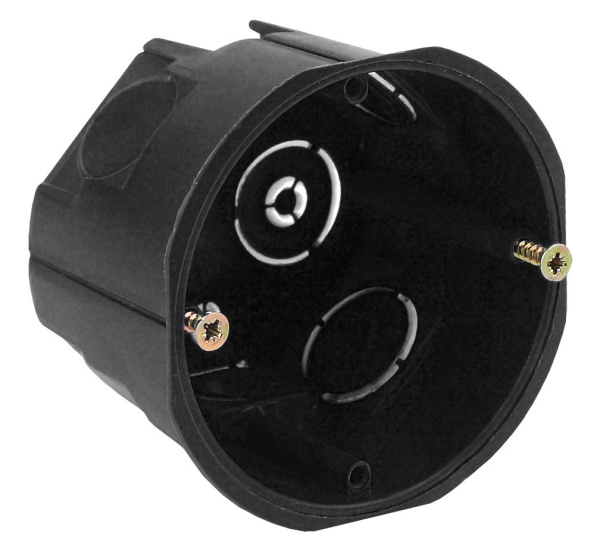 ЭРА KUT-68-45-black Коробка установочная КУТ 68х45мм для твердых стен саморез. черная IP20