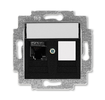 ABB EPJ Levit антрацит / дымчатый чёрный Розетка компьютерная RJ45 кат,6+заглушка, антрацит 2CHH296117A6063