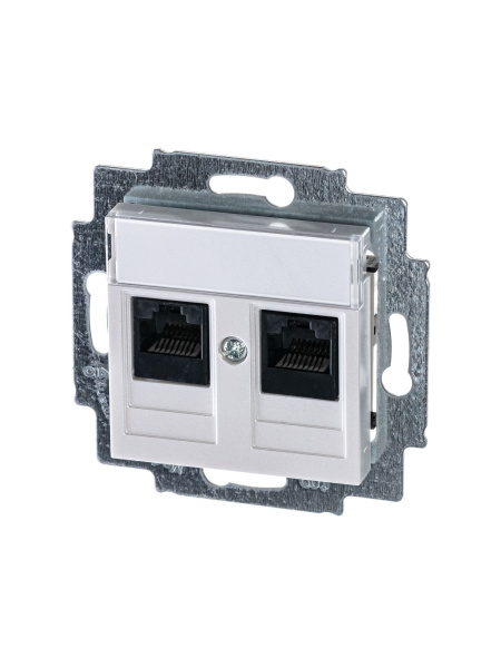 Купить ABB EPJ Levit жемчуг / ледяной Розетка компьютерная, 2хRJ45 кат,5e, жемчуг 2CHH295118A6068