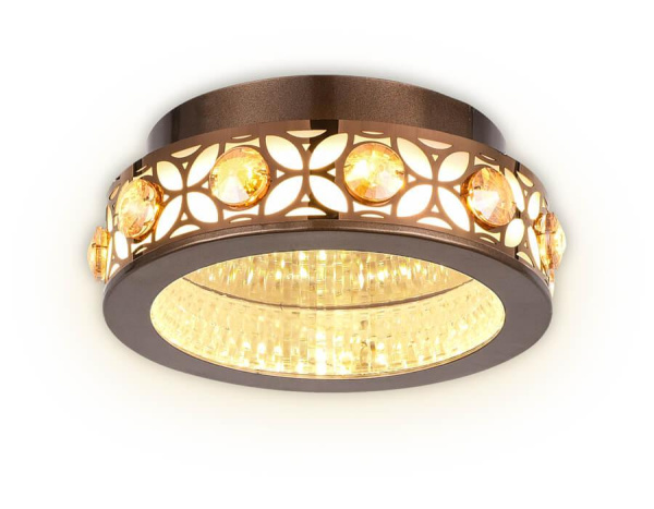 Купить Ambrella Настенно-потолочный светодиодный светильник с хрусталем FA9422 CF/TI кофе/янтарь 3000K 16W D200*80