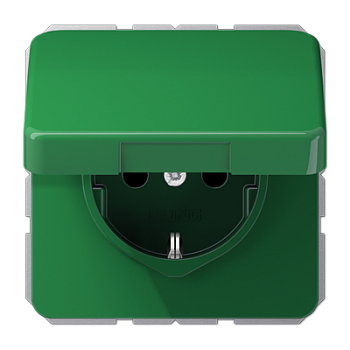 JUNG SCHUKO®-розетка 16 A / 250 B ~ с защитой от детей и крышкой, зелёная CD1521BFKIKLGN