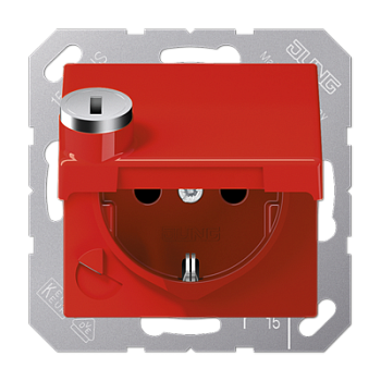 JUNG SCHUKO-розетка  с крышкой, красная AS1520BFKLSLRT