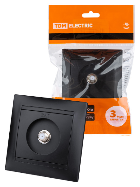 TDM Розетка SAT (F-разъем) 0-2400МГц графит "Лама" SQ1815-0621