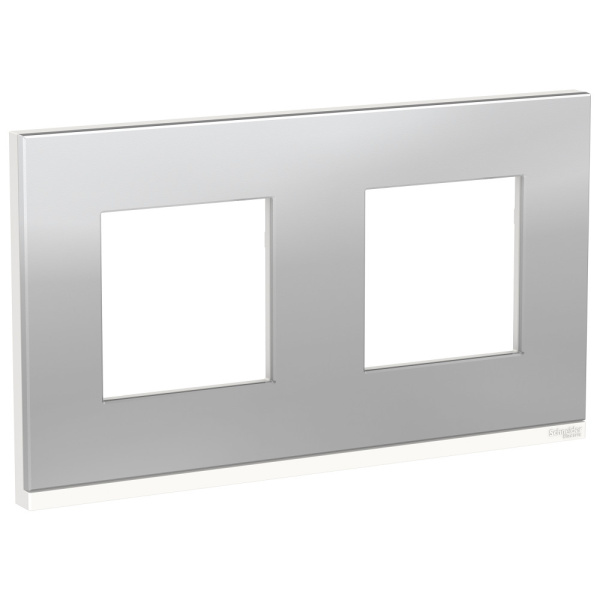SE Unica Pure Алюминий матовый/Белая Рамка 2-ная горизонтальная NU600480