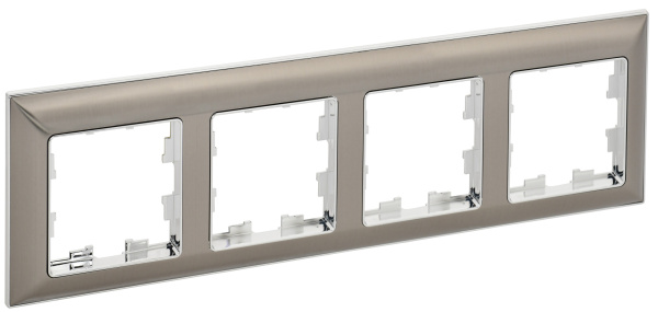 IEK BRITE Рамка 4-мест. РУ-4-Бр хром/никель