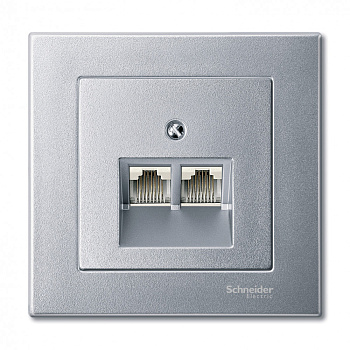 SE Merten SM Алюминий Накладка розетки ТЛФ/комп 2-ой наклонной MTN298060