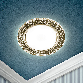 ЭРА Встраиваемый светильник со светодиодной подсветкой ЭРА DK LD51 WH/BK GX53 белый черный