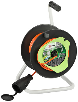 ЭРА Удлинитель силовой RP-1-2x1-30m на пластиковой катушке без заземления 1 розетка 30м ПВС 2x1мм2