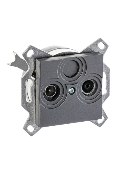 Купить ABB EPJ Levit сталь / дымчатый чёрный Розетка TV-R, оконечная, сталь 2CHH083503A6069