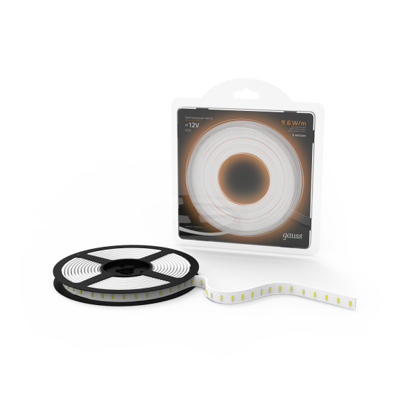 Купить Gauss Лента LED 2835/120-SMD 9.6W 12V DC теплый белый (блистер 5м) 312000110