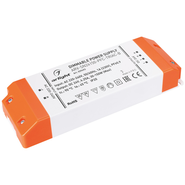 Arlight Блок питания ARV-SN24150-PFC-TRIAC-B (24V, 6.25A, 150W) (IP20 Пластик, 3 года) 029493