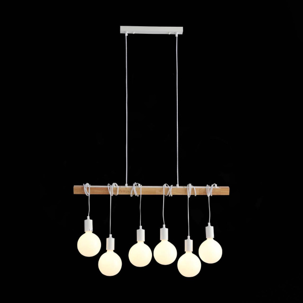 Купить Evoluce SL1142.503.06 Светильник подвесной Белый, Светлое дерево E27 6*60W