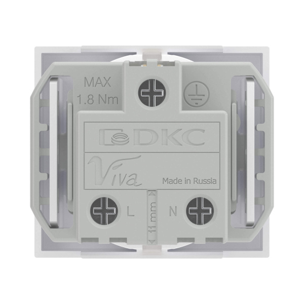 Купить DKC Розетка силовая 2Р+Е, со шторками, «Viva», 2 мод., цвет белый