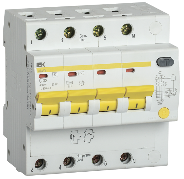 Купить IEK KARAT Дифференциальный автоматический выключатель АД14S 40A 4P 100mA C AC MAD13-4-040-C-100