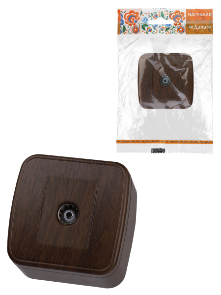 TDM Розетка TВ простая (0-2400 Гц, "мама") открытой установки, IP20 венге "Дача" Народная SQ1824-0073