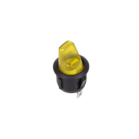 Выключатель клавишный круглый 12V 16А (3с) ON-OFF желтый с подсветкой Rexant 36-2592