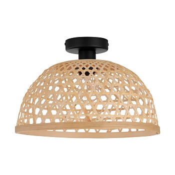 Eglo 43251 Потолочный светильник CLAVERDON, 1x40W (E27), 370, H245, сталь, черный/дерево, натуральный