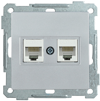 IEK РK10-2-Б Розетка 2-ая комп. RJ45 Cat5e BOLERO серебряный EKB25-K23
