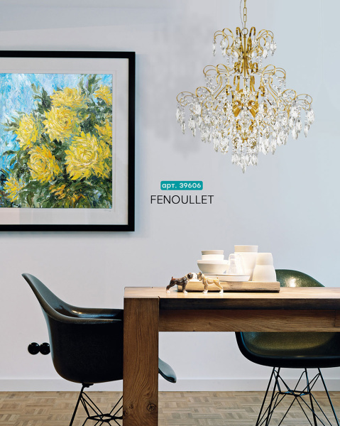 Купить Eglo 39606 Люстра FENOULLET, 9х25W (E14), 735, H1210, сталь, латунь/хрусталь, прозрачный