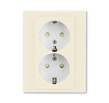 ABB EPJ Levit слоновая кость / белый Розетка двойная с заземл, со шторками 2CHH223457C6017