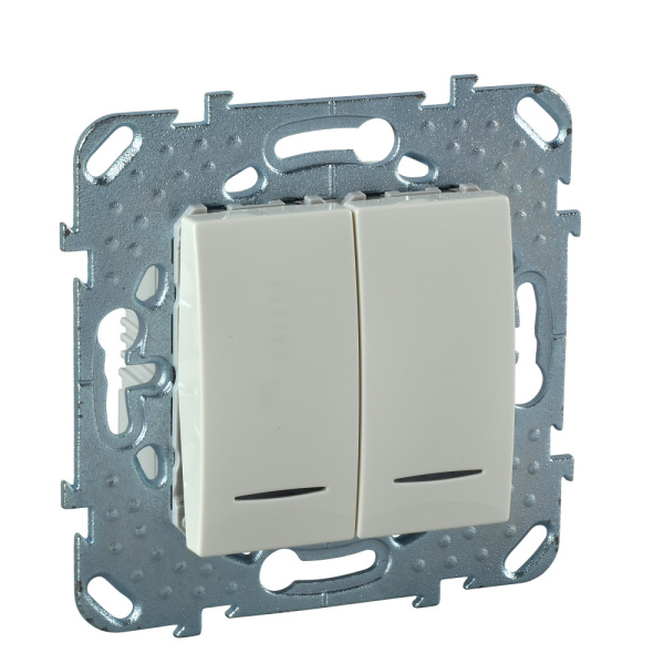 SE Unica Бежевый Выключатель 2-клавишный с подсветкой (сх 5) MGU5.0101.25NZD