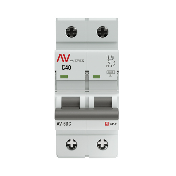 Купить EKF Averes Автоматический выключатель AV-6 DC 2P 40A (C) 6kA mcb6-DC-2-40C-av