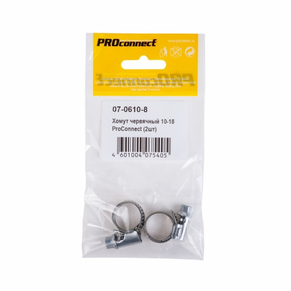 PROconnect Хомут-стяжка кабельная стальная червячная 10-16 мм, упаковка 2 шт. 07-0610-8