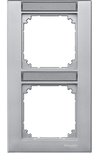 Купить SE Merten SM Алюминий Рамка 2-ая с полем для надписи вертикальная (MTN476260)