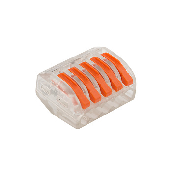 Универсальная многоразовая 5-проводная клемма (0,08-2,5 (4) мм²) 40шт. прозрачные Rexant 07-5255-1