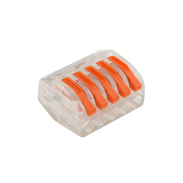 Универсальная многоразовая 5-проводная клемма (0,08-2,5 (4) мм²) 40шт. прозрачные Rexant 07-5255-1