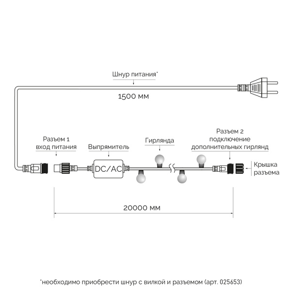 Купить Arlight Светодиодная гирлянда ARD-BALL-PRO-D17.5-20000-BLACK-200LED RGB (230V, 14W) (Ardecoled, IP65) 025593