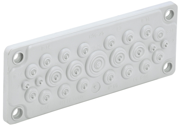 IEK TITAN Ввод кабельный мембр. 25 отв. d=5-26мм IP65 серый