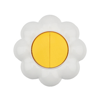 Kranz Выключатель двухклавишный HAPPY с/у, Ромашка, желтый/белый KR-78-0621