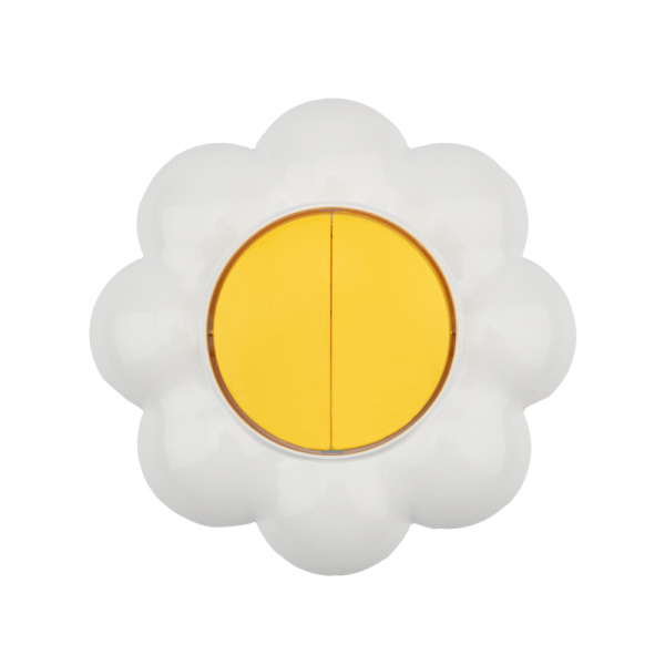 Kranz Выключатель двухклавишный HAPPY с/у, Ромашка, желтый/белый KR-78-0621