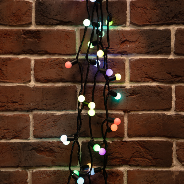 NEON-NIGHT Гирлянда "Мультишарики" Ø17,5 мм, 20 м, черный ПВХ, 200 диодов, цвет RGB, 24В 303-529