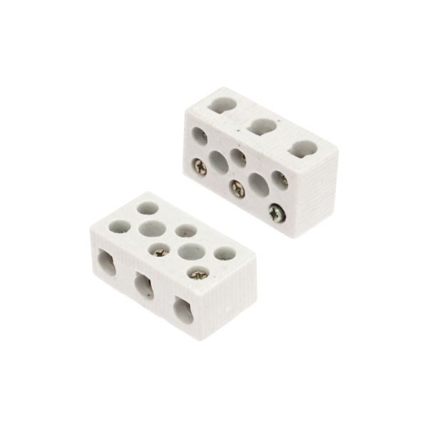 Клемма керамическая винтовая КВ 12 мм² 3 пары контактов с крепежным отверстием (45 шт./уп.) Rexant 07-6227