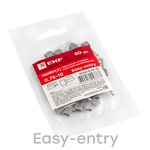 Купить EKF PROxima Наконечник штыревой втулочный НШвИ(2) 0,75-10 (50шт.)