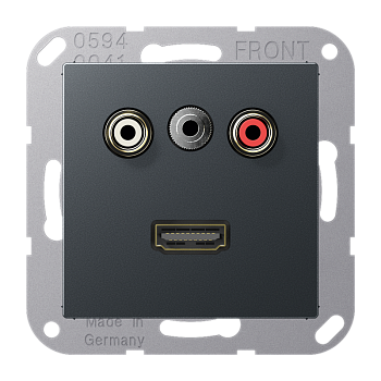 JUNG 2x Cinch Audio (RCA) / Stereo Jack (TRS 3.5 mm) / HDMI, матовый антрацит MAA1082ANM