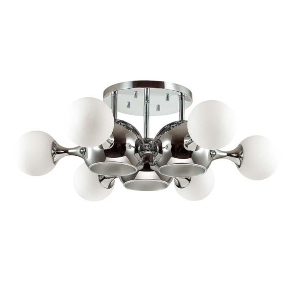 Odeon Light 3972/9C ODL18 327 хром/белый Люстра потолочная IP20 E27, E14 3*60W, 6*40W 220V MIOLLA