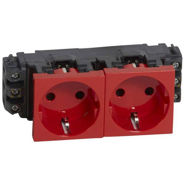 Legrand Розетка Красный 2х2К+З Немецкий стандарт 077612
