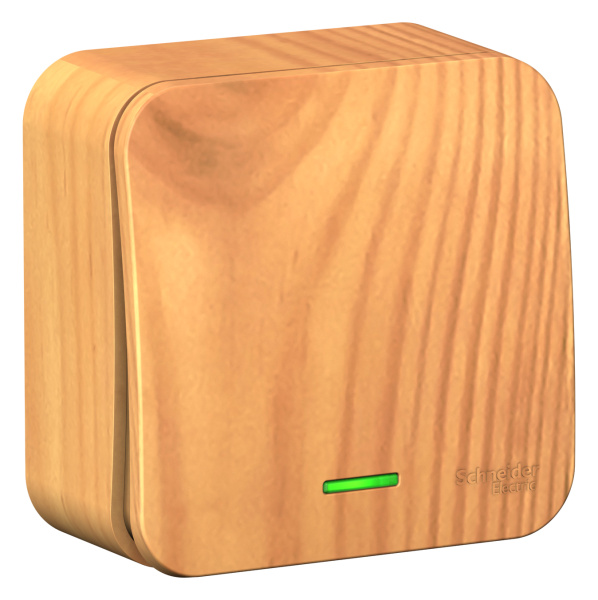 Купить Systeme Electric Blanca наруж Ясень Переключатель 1-клавишный с подсветкой, 10А, 250B, изолир. пластина